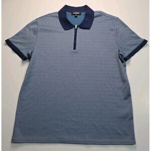 Express Polo Shirt Mens Medium Blue Checkered Quarter Zip Pullover